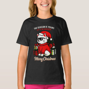 Camiseta Gatas Legal Festivo Natalino para Meninas