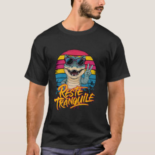 Camiseta Gatilho de Vintagem do Crocodilo Retro Distante