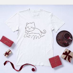 Camiseta Gatinha Branca Fofa Mãe Simples Amante de Gatos Di