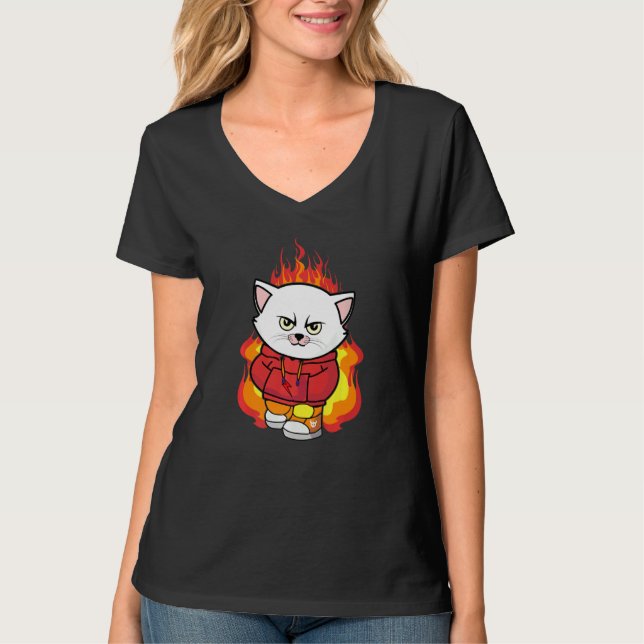 Camiseta Gatinha Engraçada E Irritada Com Amantes De Gato D (Frente)
