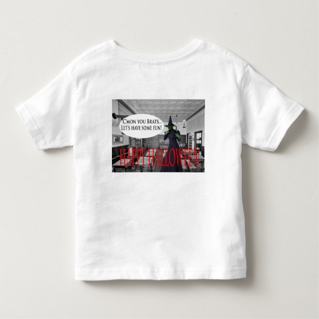 Camiseta gatinha feliz de bruxa de halloween (Verso)