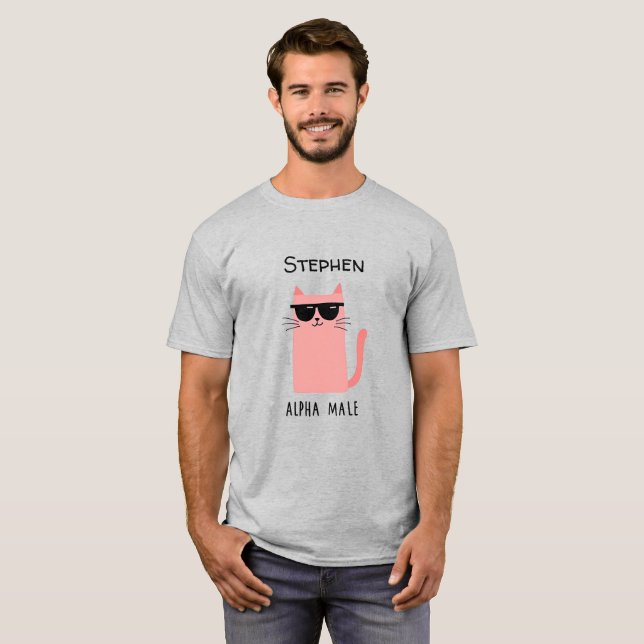 Camiseta Gatinha Rosa Com Óculos de Sol (Frente Completa)