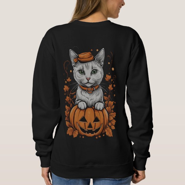Camiseta Gatinho 6 de Halloween, Jack-o-lanterno, presente, (Verso)