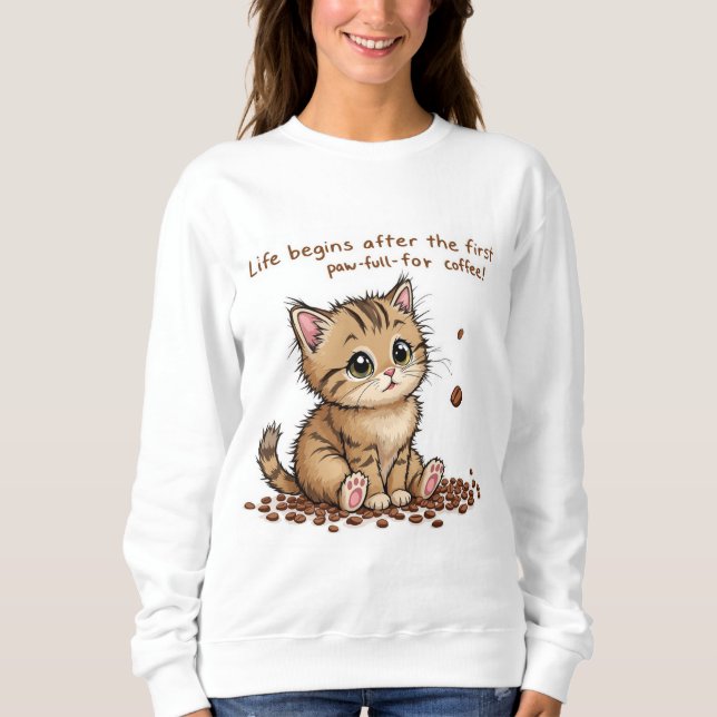 Camiseta Gatinho Adorável com Docinho de Cota de Impressão  (Frente)