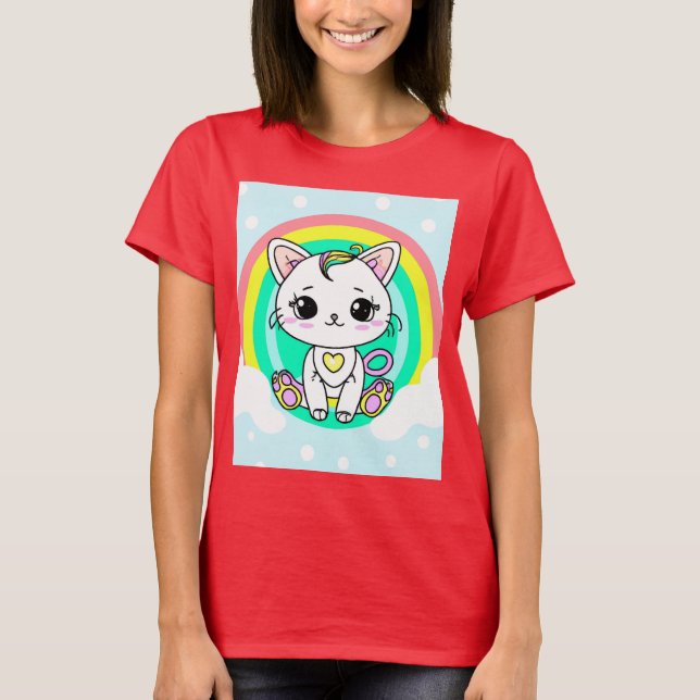 Camiseta Gatinho arco-íris (Frente)