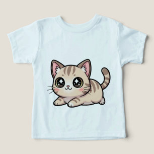 Camiseta Gatinho Atordoado Malhado Fofo Estilo Kawaii