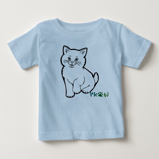 Camiseta Gatinho azul  (Frente)