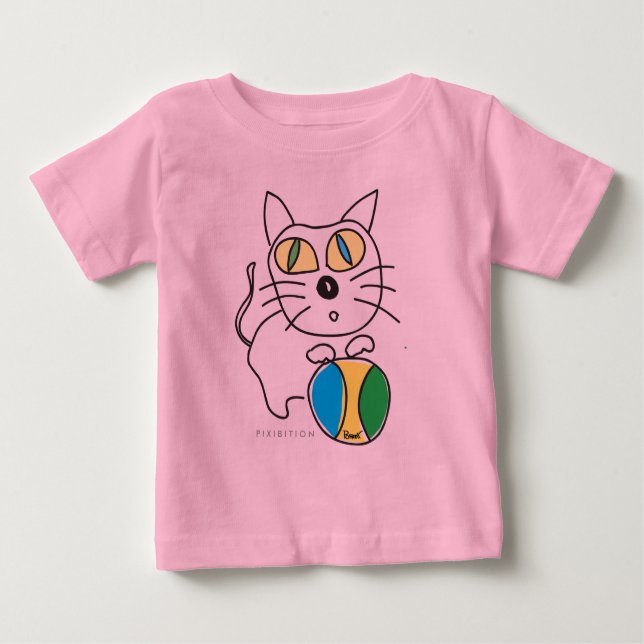 Camiseta Gatinho Beach Ball Criança Long Sleeve (Frente)