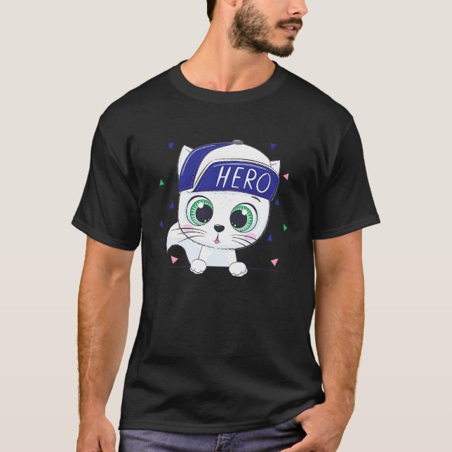 Camiseta gatinho bebê kitty lindo herói capa (Frente)