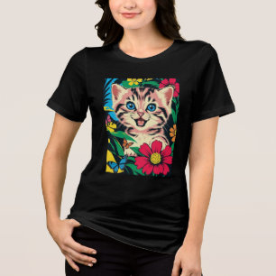 Camiseta Gatinho bonitinho no estilo de pintura de arte Pop