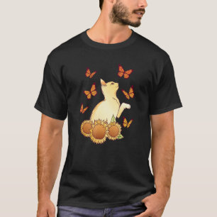 Camiseta Gatinho Bonito Borboleta Girassol Você É Minha Luz