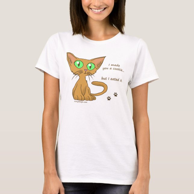 Camiseta Gatinho Bonito Comeu Seu Biscoito (Frente)