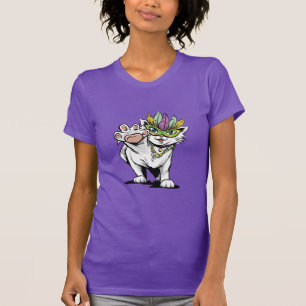 Camiseta Gatinho bonito do gato do carnaval com uma máscar
