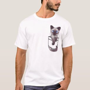 Camiseta Gatinho bonito do gato Siamese do bolso