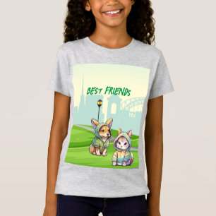 Camiseta Gatinho Bonito e Melhor Amigo