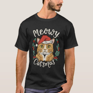 Camiseta Gatinho Bonito Natal Papai Noel Feliz Catmas Homen