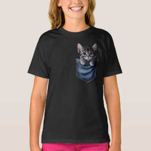 Camiseta Gatinho Bonito no Bolso