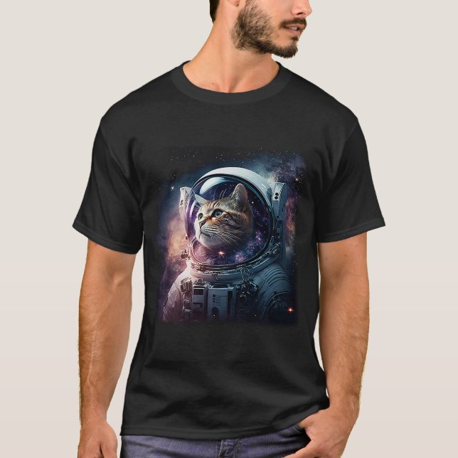 Camiseta Gatinho Bonito No Gato Do Espaço Profundo (Frente)