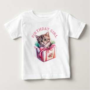 Camiseta Gatinho Bonito num Presente de Aniversário de Caix