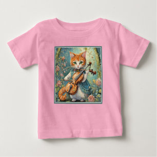 Camiseta Gatinho bonito tocando violino