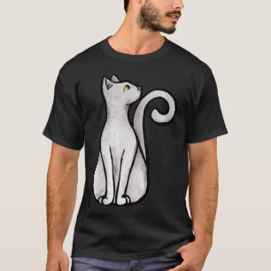Camiseta Gatinho Branco de Gato Branco e Bonito para Mulher