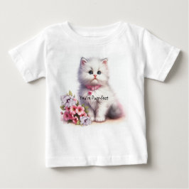 Camiseta Gatinho Branco Fluffy Você é perfeito
