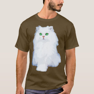 Camiseta Gatinho Branco Gato Persa com olhos verdes Chinchi