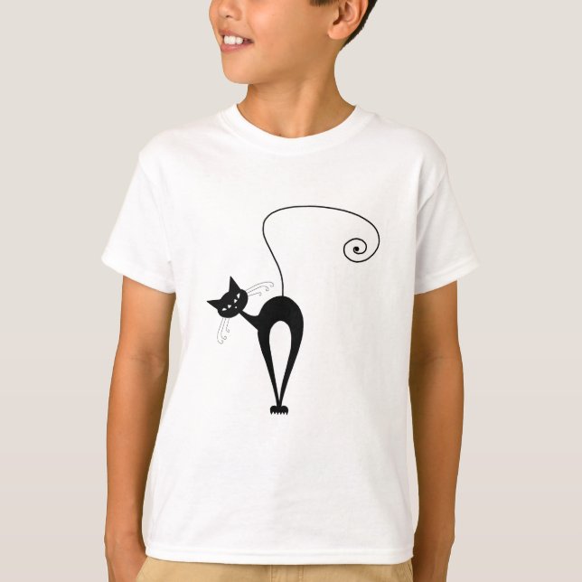 Camiseta Gatinho branco preto 3 (Frente)