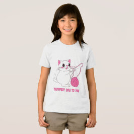 Camiseta Gatinho Brincalhão com Bola de Linha