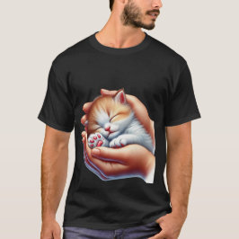 Camiseta Gatinho Calico Adormecido nas Mãos ✨