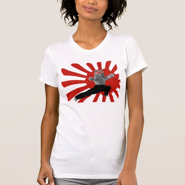 Camiseta gatinho caratê engraçado (Frente)