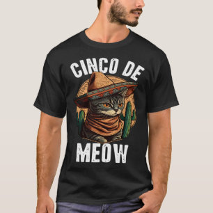 Camiseta Gatinho Cinco de Meow Com Sombrero Cinco de Mayo C