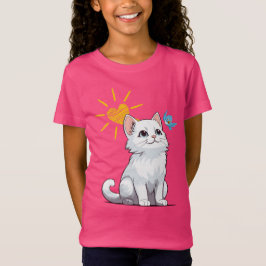 Camiseta Gatinho Cinto e Pássaro Azul