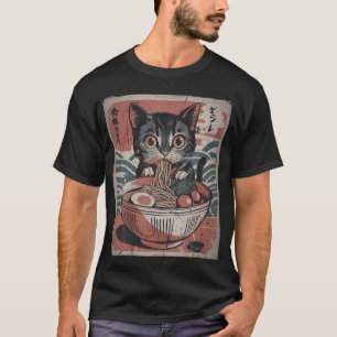 Camiseta Gatinho Cinto Kawaii Cat Ramen Bowl Art Des Japone