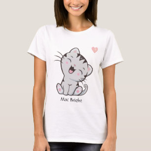 Camiseta Gatinho Cinza Atraente Gato Tabby & Coração