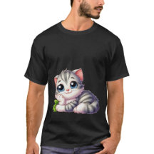 Gatinho Cinza Kawaii Sonhador Olhos Azuis Gato 