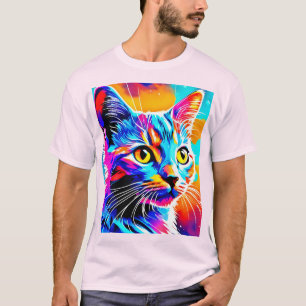 Camiseta Gatinho Colorido Olhando