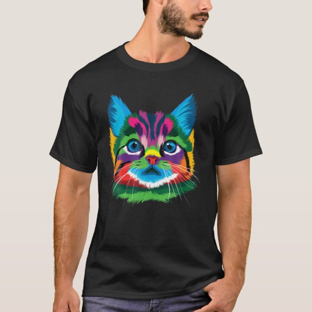 Camiseta gatinho colorido para amantes (Frente)