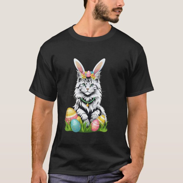 Camiseta Gatinho com Orelhas de Coelho Ovos de Páscoa Diver (Frente)