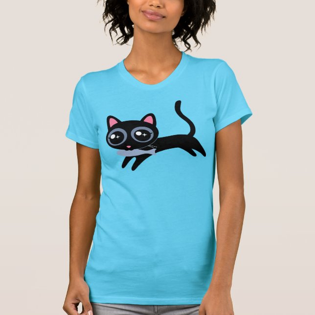 Camiseta Gatinho com Peixe Presente Fofo para Menina (Frente)