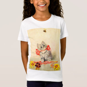 Camiseta Gatinho com um Laço Vermelho