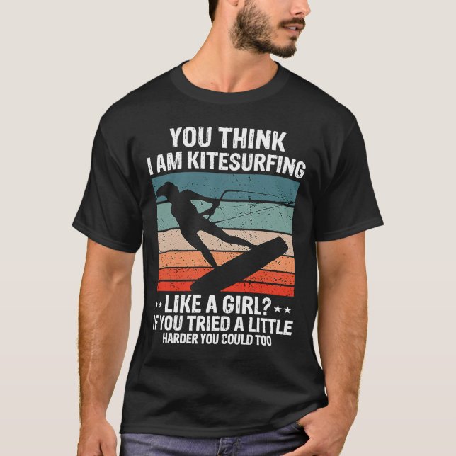 Camiseta Gatinho como uma garota Kitesurf (Frente)
