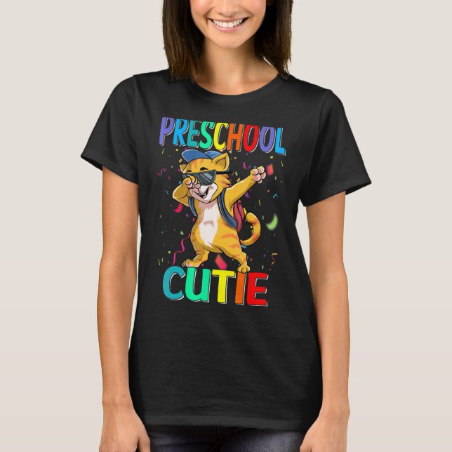 Camiseta Gatinho Cute Pré-Escolar de Volta à Escola (Frente)