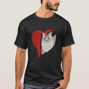 Camiseta Gatinho De Amor Coração Para Animais E Gato Bonito