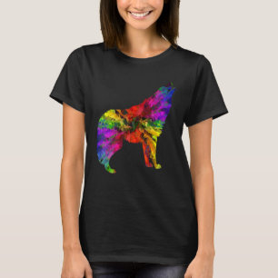 Camiseta Gatinho de Arte do Lobo Abstrato cromático