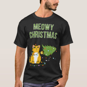 Camiseta Gatinho de árvore de Natal Cat Orange Tiger Tabby 