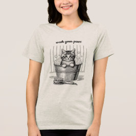 Camiseta Gatinho de Banho Vintage Fofa