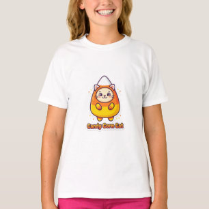 Camiseta Gatinho de Candy Corn Fofo Roupa de Halloween Engr