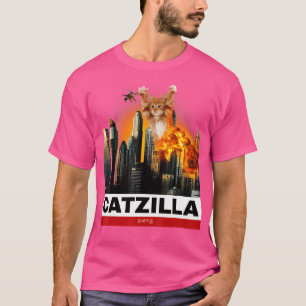 Camiseta Gatinho De Catzilla Para Pássaros De Gato Para O H