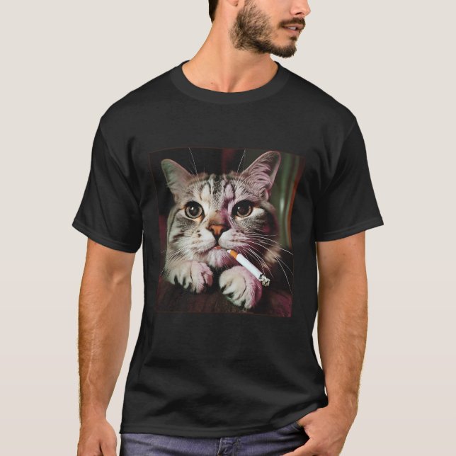 Camiseta Gatinho de Cigarro Gerente Z Piada Engraçado Fuman (Frente)
